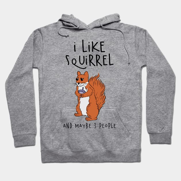 I Like Squirrel And Maybe 3 People Hoodie by Carolina Cabreira